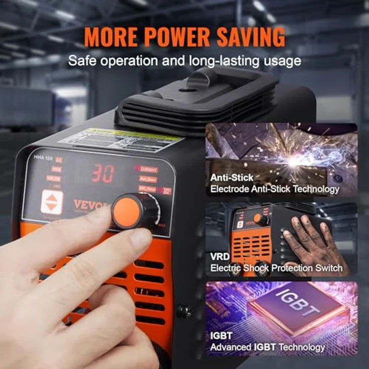 VEVOR 220 V Stabschweißgerät 160 A ARC/Lift WIG mit LED-Display, 2-in-1 tragbares MMA ARC-Schweißgerät mit Hot Start, Arc Force, Anti-Stick und VRD – Bild 5