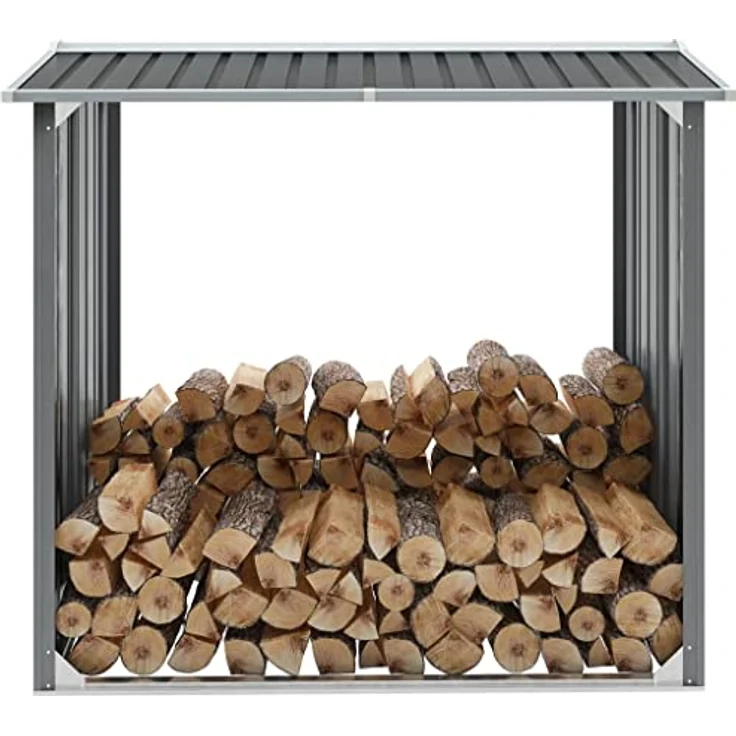 vidaXL Brennholzlager Stahl 172x91x154cm Kaminholzunterstand Brennholzregal – Bild 2