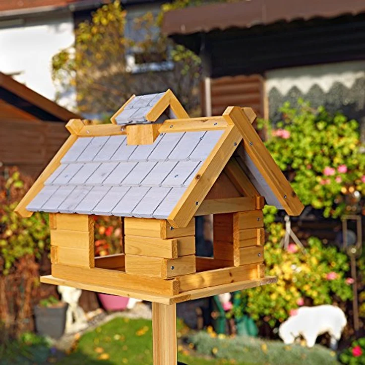 Vogelhaus Holz Vogelfutterhaus Vogelvilla Vogelhäuschen Futterstation - Melko - Preisvergleich – Bild 2