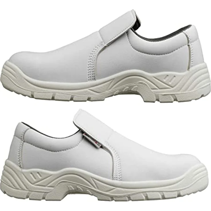 Artmas Arbeitsschuhe Sicherheitsschuhe S2 WEIß KOCHSCHUHE KÜCHENSCHUHE KOCH Sicherheitsschuh, Weißer mokassinartiger Halbschuh mit attraktivem Design – Bild 3