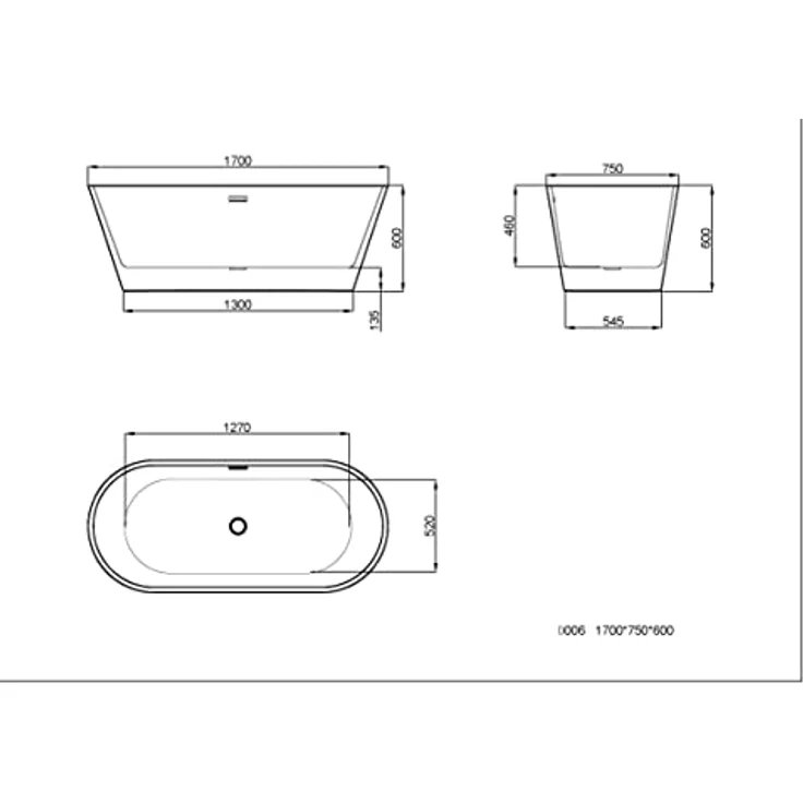 Jet-Line Badewanne LAUSANNE II, freistehende Badewanne in grau, 170 cm x 80 cm, sanitär-acryl mit fiberglasverstärktem Wannenboden – Bild 8