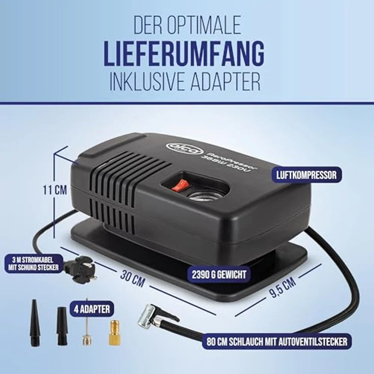 alca® Kompressor Auto und Fahrrad elektrische Luftpumpe, 230V Luftkompressor, 8,6 bar, Steckdose – Bild 3