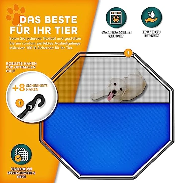 TRESKO® Welpenlaufstall 80 cm hoch inkl. 8X Erdanker | Welpenauslauf 8-teilig | Hundelaufstall faltbar mit Tür | Aufbau werkzeugfrei | Tierlaufstall Hunde wetterfest – Bild 3