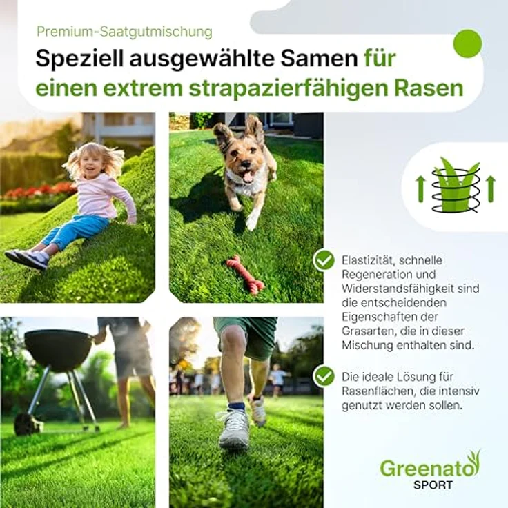 Greenato Rasensamen Greenato Sport 30kg - Schnellkeimend, ideal für Mähroboter, extra robust, für Neuansaat und Nachsaat, reicht für 1200 m² – Bild 5