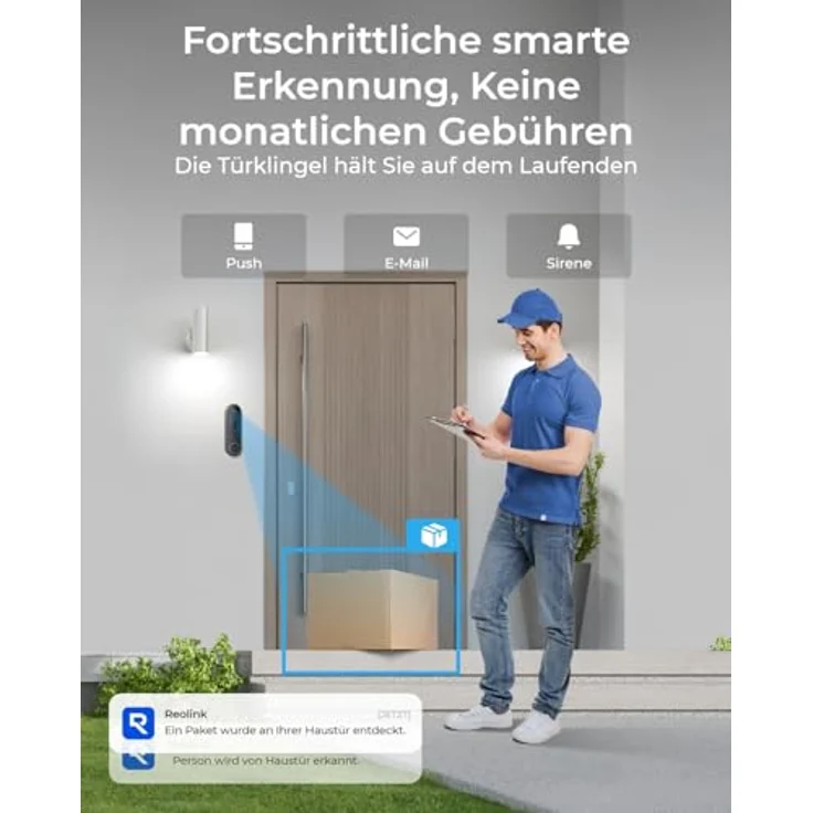 Reolink Video Doorbell, Akku Türklingel mit 2K Kamera, 1:1 Ansicht, Dual-Band WLAN, Person- und Paket-Erkennung, 2-Wege-Audio, lokale Speicherung bis 256GB – Bild 2