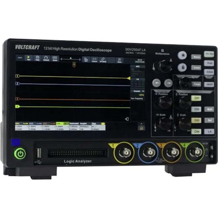 VOLTCRAFT DOV2504F LA Digital-Oszilloskop, 250MHz, 4-Kanal, 1.25 GSa/s, 100 Mpts, 12 Bit, 7-Zoll-Touchdisplay – Bild 2