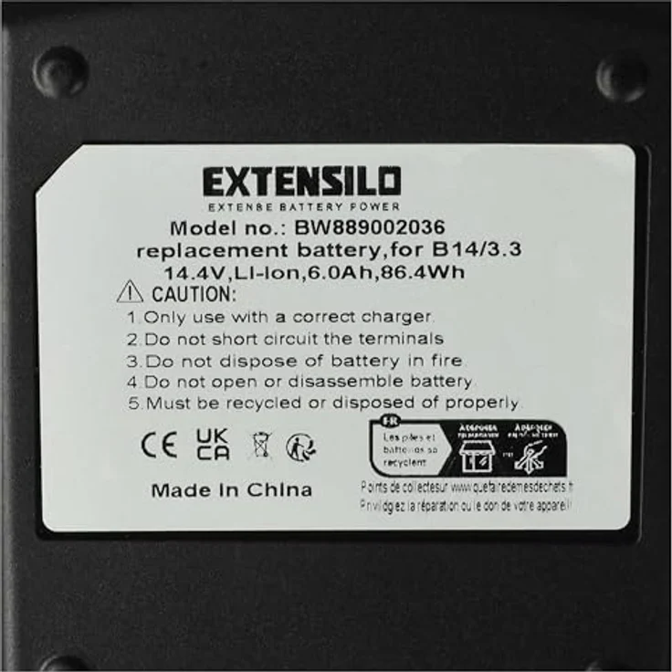 EXTENSILO 3X Akku kompatibel mit Hilti SF 14-A, 6000 mAh, 14,4 Volt, Li-Ion, wiederaufladbar – Bild 5