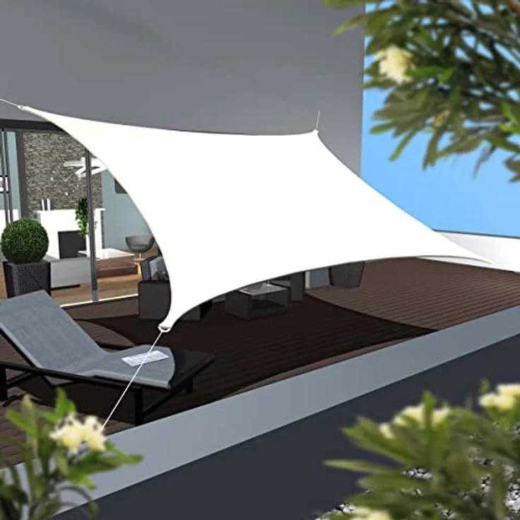 AMANKA 98% UV Schutz: Sonnensegel 5x6m Wasserdicht - Sonnensegel für die Terrasse Segeltuch Sonnenschutz Schattenspender Garten Sonnenschutz Sonnensegel Outdoor Sonnensegel Balkon Segel für Terrasse – Bild 2
