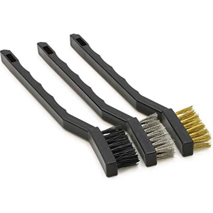 Blanko Mini-Bürstenset, 3-teiliges Set mit Nylon-, Messing- und Edelstahlborsten, 17,5 cm lang, ergonomischer Griff – Bild 2