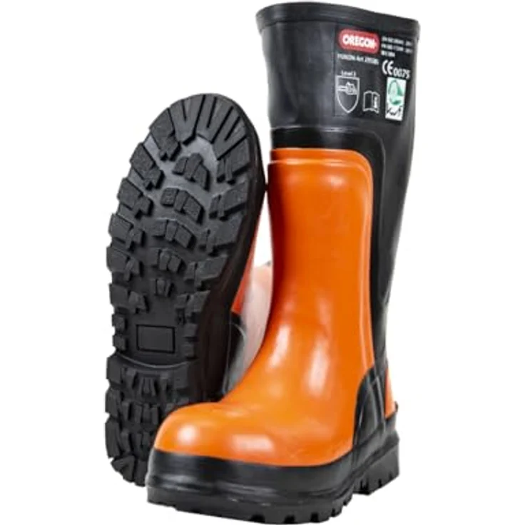 OREGON Yukon Kettensägen Schnittschutzgummistiefel mit Stahlkappen, Größe 45, rutschfeste Gummisohle, Baumwollfutter, Kettensäge-Schutzklasse 3 – Bild 2