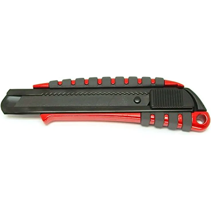 Nourished Essentials PMGL-EVO1 Teppichmesser, rot/schwarz, Aluminiumgehäuse, Auto-Lock Klingenvorschub, extrem scharfe Black-Blade Klinge – Bild 3