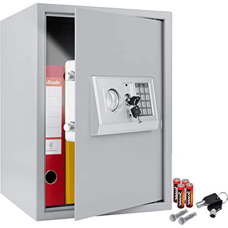 KESSER Elektronischer Safe Tresor Geldschrank Wandtresor Wandsafe 50x35x34,5 Silber – Bild 1