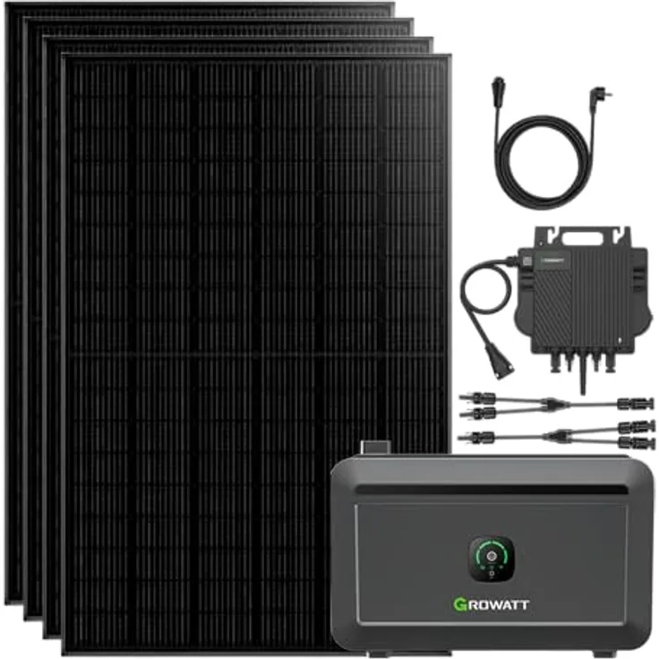 Growatt Noah 2000, Balkonkraftwerk 1800W mit Neo 800W Microinverter, 5m AC Kabel, App-Steuerung, Plug-And-Play