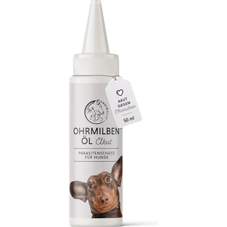 Annimally Ohrmilbenöl Akut, natürliches Mittel gegen Milben beim Hund mit Aloe Vera & Schwarzkümmel, beruhigendes Öl gegen Juckreiz, pflegt & schützt, Made in Germany