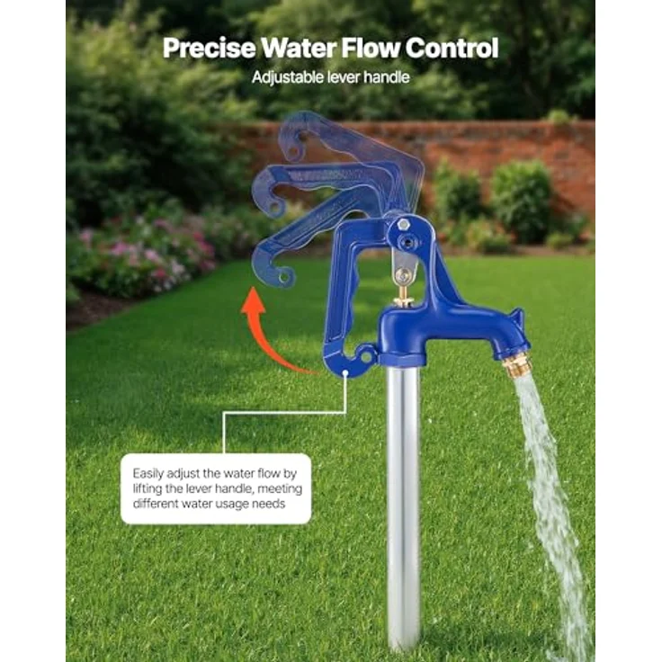 VEVOR Frostsicherer Gartenhydrant, 1895 mm mit 1219,2 mm Eingrabetiefe, G 3/4 Zoll Anschluss, bleifreier Außenwasserhahn für Gartenbewässerung – Bild 2