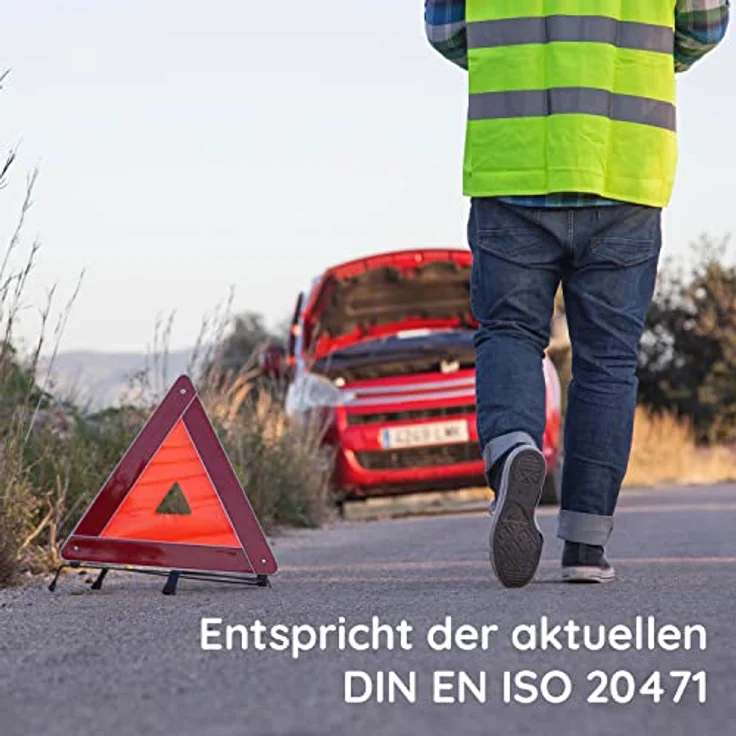 FLEXEO Warnweste DIN EN ISO 20471, 4-tlg. Sicherheitsweste für Auto PKW, neongelb, Größe XXL mit hoher Sichtbarkeit und Reflexstreifen – Bild 3