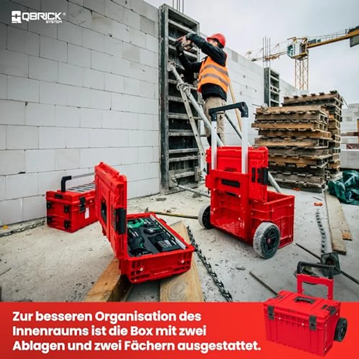 Qbrick Rollbox SKRWQCOCCZEPG001, Werkzeugkoffer mit Rollen und praktischem Stauraum – Bild 3