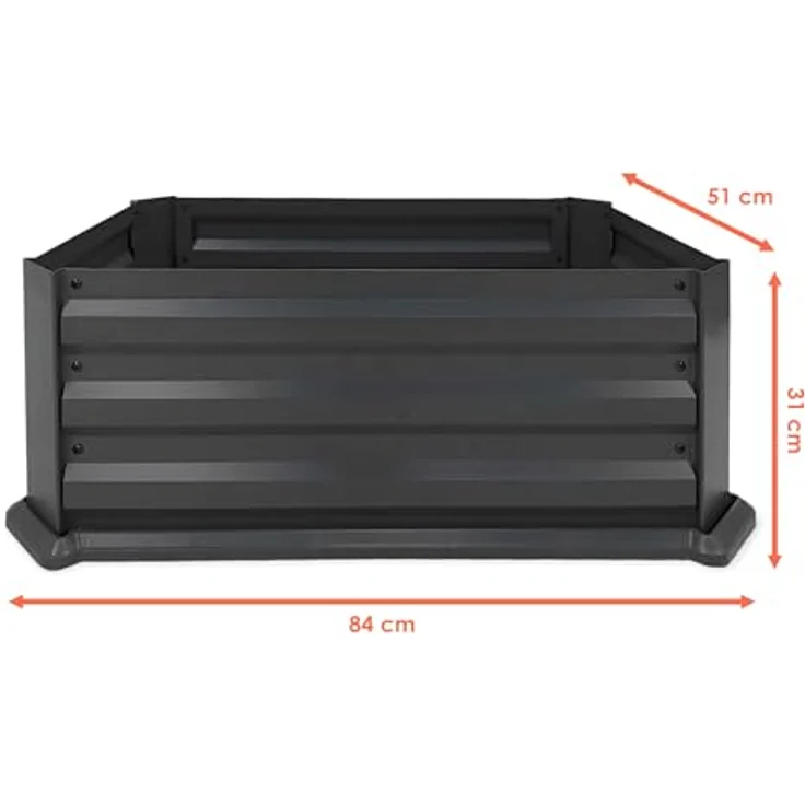 Spetebo Metall Gemüsebeet Umrandung, anthrazit pulverbeschichtet, 84 x 54 cm, rechteckig, ohne Boden, wetterfest und robust für Kräutergarten und Gemüsebeet – Bild 2