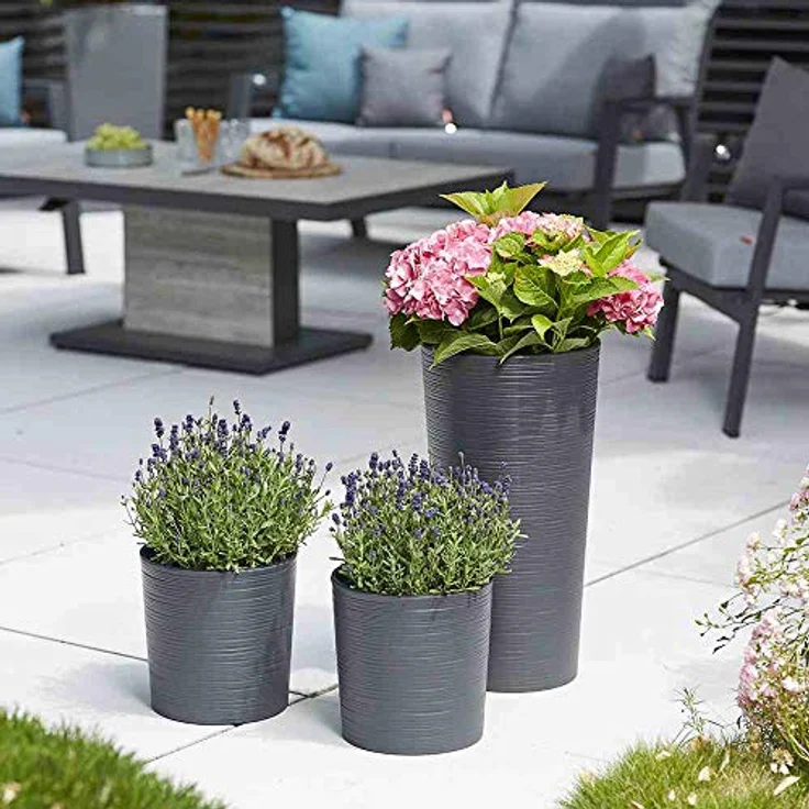 Siena Garden Pflanzgefäß Lens graphit Kunststoff 25 cm – Bild 3