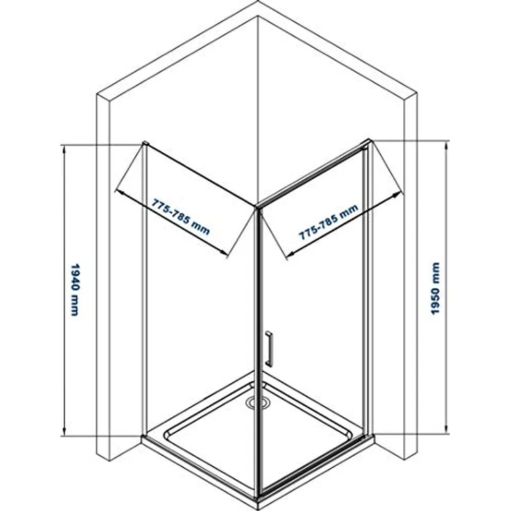 Bernstein Eckdusche EX416S, Nano 6mm Echtglas Schwarz - 80 x 80 x 195 cm, Duschkabine mit elegantem Schwarz und Nano-Beschichtung – Bild 8