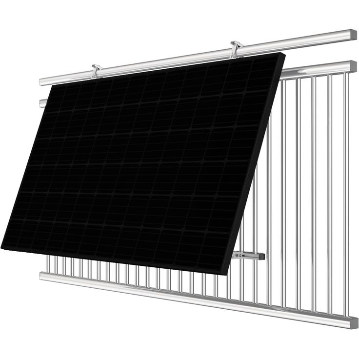Vale Balkonkraftwerk-Halterungs-Set für eckige Geländer, Alugrau, geeignet für 2 Solarmodule