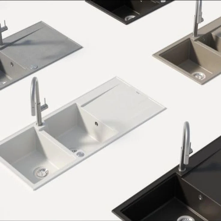 Quadron EVAN 136 XL, Granitspüle in Pure Carbon & Golden, 86 x 50 x 21 cm, Einzelbecken Spüle mit Abtropffläche und manuellem Siphon – Bild 5