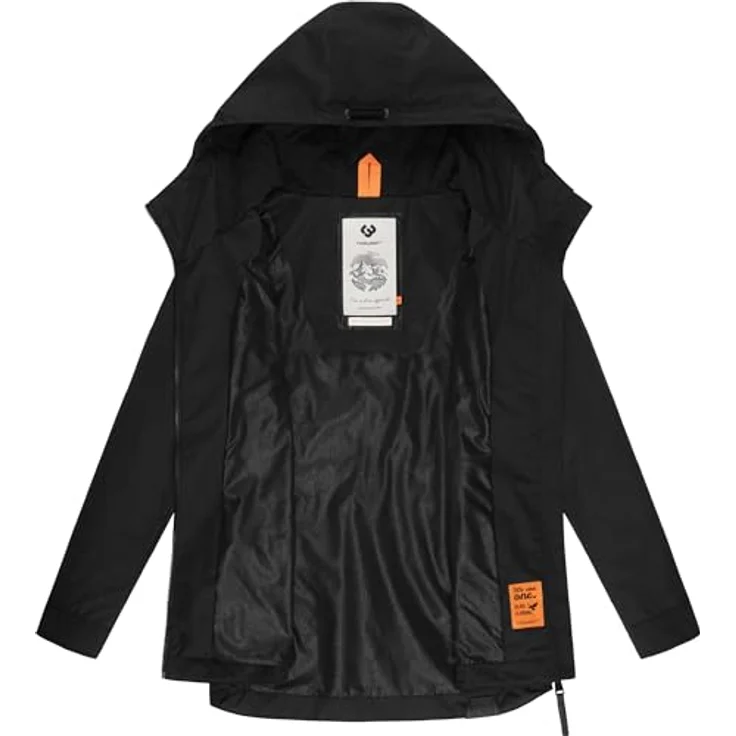 Ragwear Zuzka, Damen Jacke, wasserdicht mit verstellbarer Kapuze, Schwarz, 5XL – Bild 5