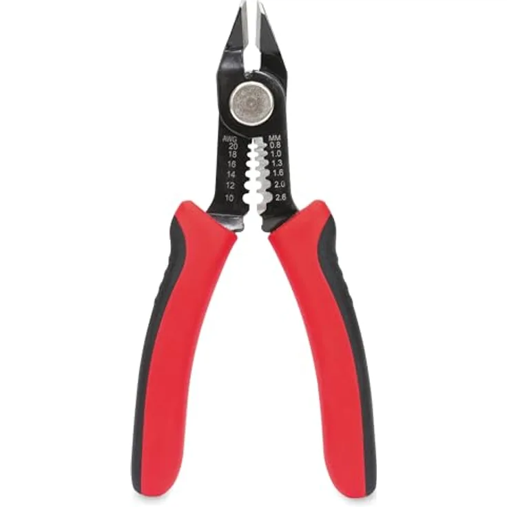 Sintron Kombi-Seitenschneider CWC1, 2in1 Schneide- und Abisolierzange aus Carbonstahl, ergonomischer gummierter Griff, für Drähte bis 20 AWG