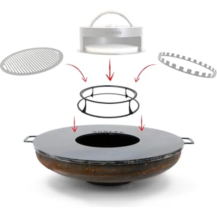 BonFeu Ständer Für BonPlancha - Stahl - Outdoor-Kochen mit Feuerschale BonFeu (Ø 100 cm) - Hochwertiger Ständer für BonPlanchas aller Größen in stabilem Stahl (Schwarz) – Bild 2
