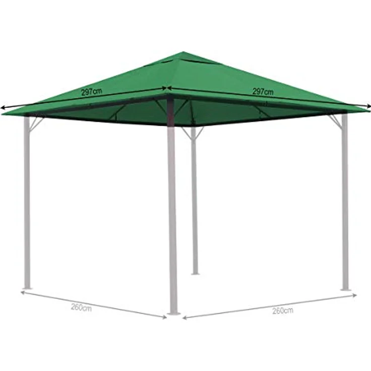 Quick Star Pavillon-Ersatzdach 3x3m, Wasserabweisend, Grün, Mit Lüftungsschlitzen, 180 g/m² – Bild 2