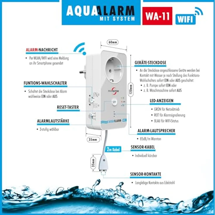 Protector 15021 Wassermelder mit externem Sensor netzbetrieben – Bild 4