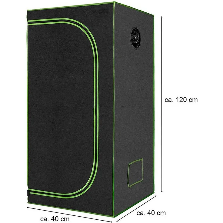 HELO24 Gewächshaus Indoor Grow Pflanzenzelt Box 40x40x120cm - G1, Schwarz/Grün, hochreflektierende Folie, lichtundurchlässig – Bild 1