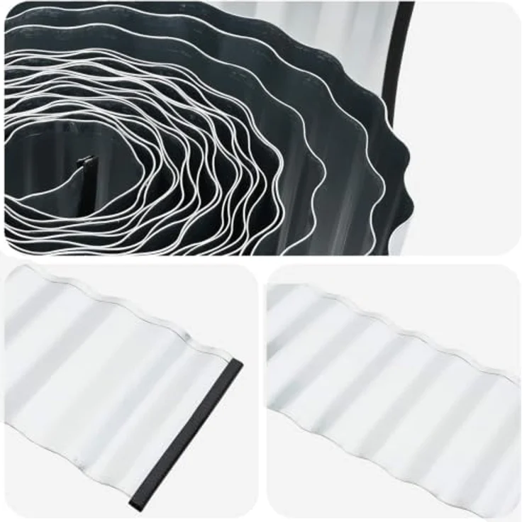 vidaXL Beetumrandung Raseneinfassung 10 m x 10 cm, Verzinkter Stahl, Silber, Wetterfest und Flexibles Rollendesign – Bild 5
