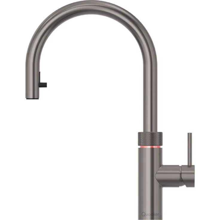 QUOOKER Flex Küchenarmatur mit COMBI+ Reservoir, 7L, Gunmetal, Kochendwasser- und Mischbatterie, drehbarer Zugauslauf