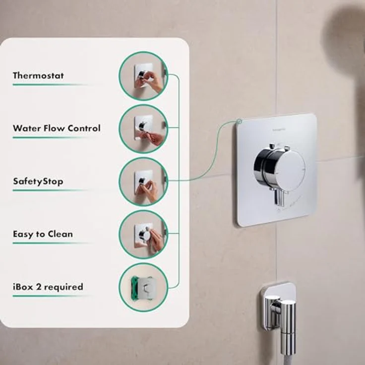 hansgrohe Ecostat Comfort Q Duschthermostat Unterputz, Duscharmatur mit SafetyStop bei 40°C, Mischbatterie für 1 Verbraucher, Chrom, 33712000 – Bild 2