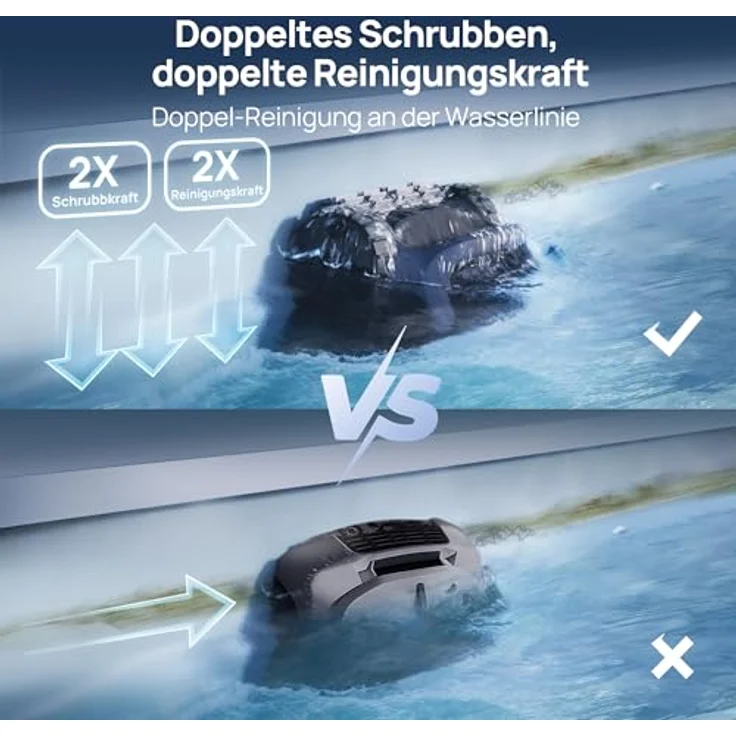 Beatbot AquaSense 2 Poolroboter, Akku Poolsauger mit Oberflächen-Parkfunktion, doppelte Reinigung der Wasserlinie, für Pools bis zu 300 m², Mitternachtblau – Bild 3