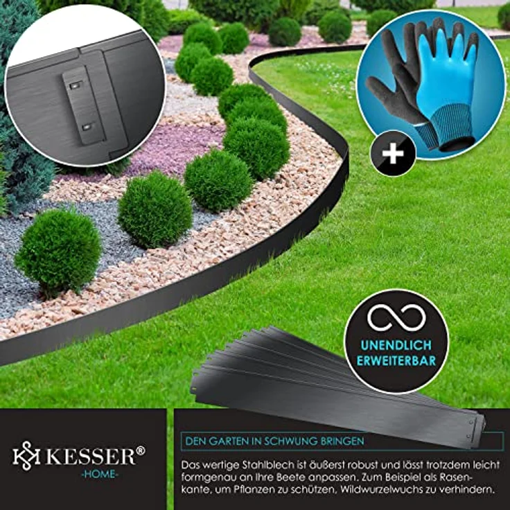 KESSER Rasenkante Beeteinfassung Beetumrandung Länge 5m - Höhe 14cm – Bild 6