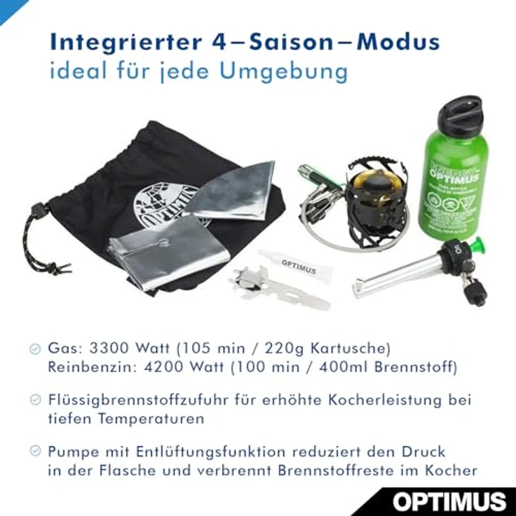 Optimus Polaris Optifuel, Mehrstoff-Campingkocher mit schnellem Brenner und magnetischer Reinigungsnadel – Bild 4
