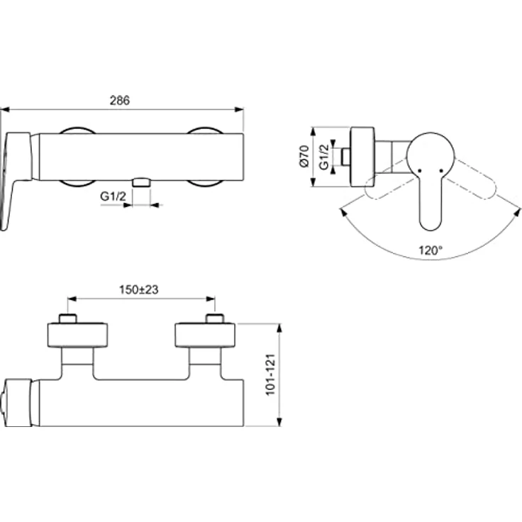 Ideal Standard B9924AA Connect Blue Brausearmatur Aufputz, mit Heißwassertemperaturbegrenzer und wassersparender CLICK-Kartusche – Bild 3