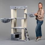 RHRQUALITY kratzbaum Grosse Katzen stabil XXL Corner Coon katzenkratzbaum für Maine Coon große katzenbaum schwere Katze kletterbaum kratzmöbel Dicker stamm (Hell Grau)