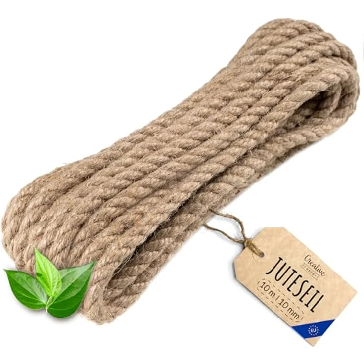Creative Deco Juteseil, 10m lang, 10mm dick, starke und haltbare Hanfschnur, natürliche braune Juteschnur für Bastel- und Gartenprojekte – Bild 1