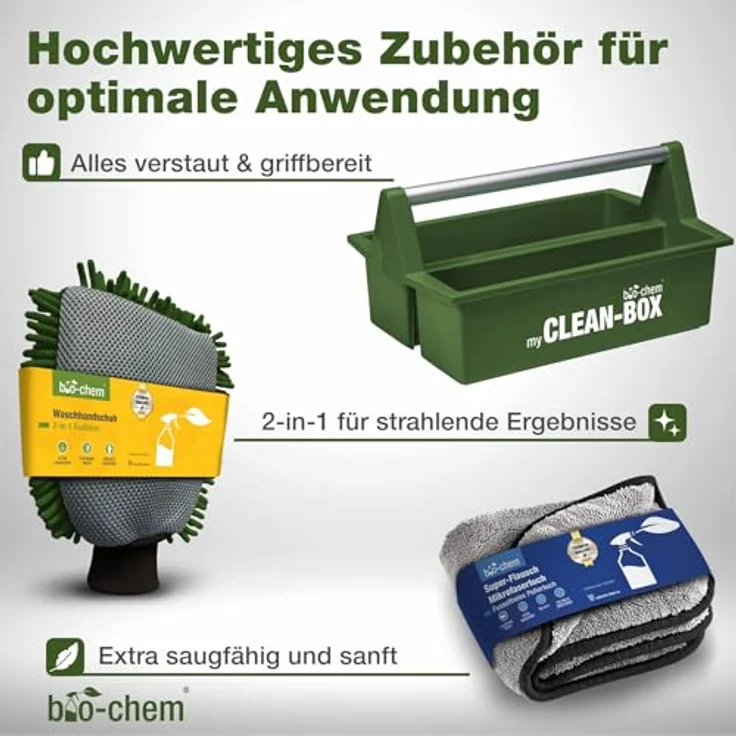bio-chem Caravan Außenpflege PREMIUM-SET 8-teilig Allzweckreiniger, für Fenster, Glas, Vorzelt, Planen, 3750 ml – Bild 5