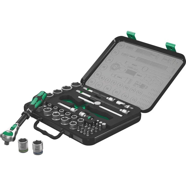 ELC ELC Bit- und Steckschlüsselset Wera 8100 SB 2, VDE Zyklop Speed-Knarrensatz, 3/8"-Antrieb, metrisch, 14 Steckschlüssel-Einsätze, Textilbox mit Klettzone, für sicheres Arbeiten bis 1000 V