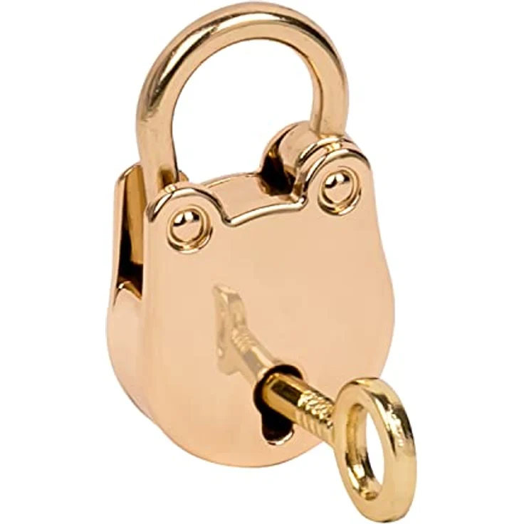 HMF Mini Deko Vorhängeschloss mit Schlüssel | 3,8 x 2,5 x 1 cm | Gold – Bild 3