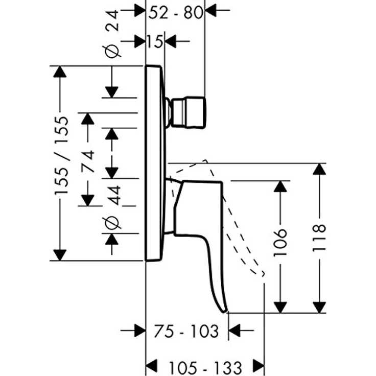 Hansgrohe Metris Wannenmischer Unterputz Fertigset, eckig, Chrom, mit Sicherungskombination, Keramikmischsystem, Temperaturbegrenzung, max. 25,6 l/min Durchfluss – Bild 2