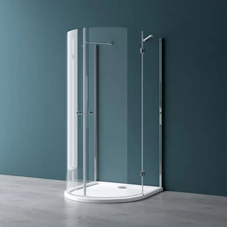 Mai & Mai Duschkabine U Form, 90x90cm Klarglas mit 6mm ESG-Sicherheitsglas, inkl. Duschtasse und Ablaufgarnitur, bodengleich montierbar, Easy-Clean Nano-Beschichtung – Bild 2