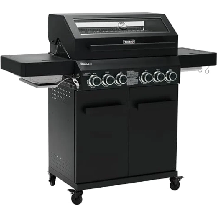 TAINO PLATINUM YAMARA DARK 4+2 Gasgrill Stahl 4 Brenner Keramik Sear-Burner Keramik Backburner Piezo-Zündung Grillrost Gusseisen – Bild 4