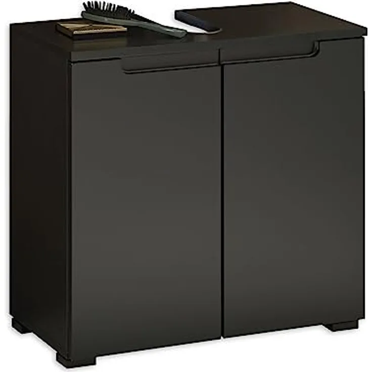 SPICE Badezimmer Waschbeckenunterschrank in Schwarz matt - Bad Unterschrank Badezimmerschrank mit viel Stauraum - 60 x 57,5 x 32 cm (B/H/T)