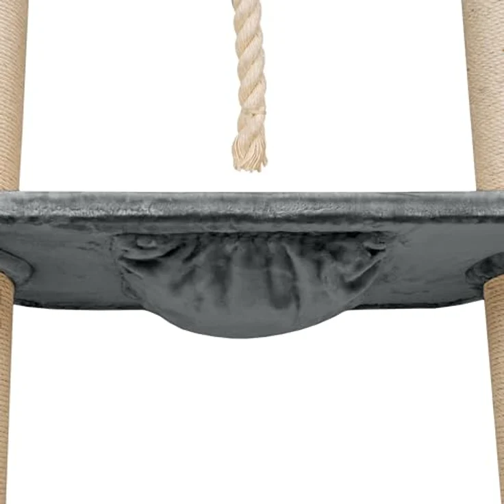 Happypet Kratzbaum Verbindungs-Set mit Liegemulde und Spielseil, ideal zur Erweiterung, beidseitig plüschbezogen – Bild 4
