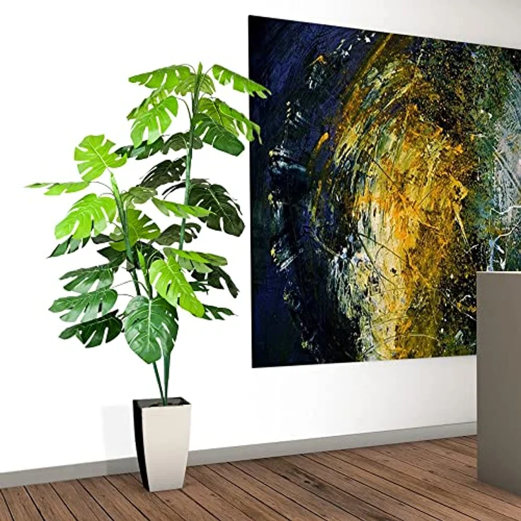 Decovego Monstera Fensterblatt Kunstpflanze 140 cm Künstliche Pflanze im Topf, Innendekoration wie echt – Bild 5